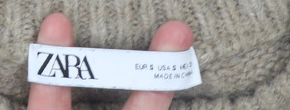 Womens UK Size S Zara Beige Pullover Jumper