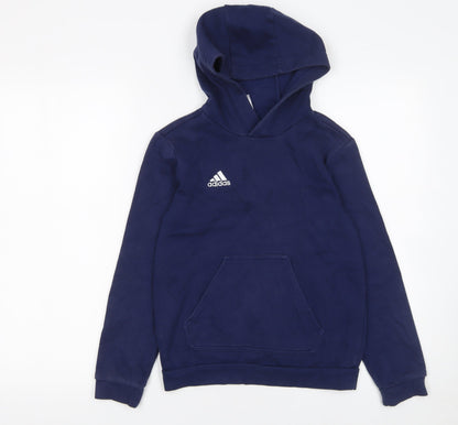 Boys UK Size 9-10 Years adidas Blue Pullover Hoodie