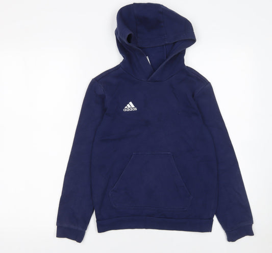 Boys UK Size 9-10 Years adidas Blue Pullover Hoodie