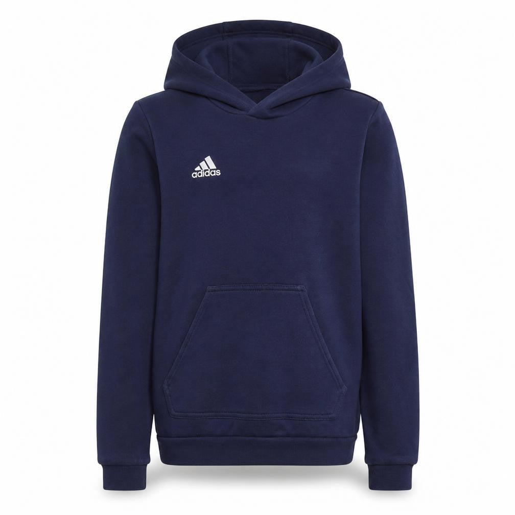 Front view of Adidas boys’ blue pullover hoodie 9-10 years regular fit fleece sweatshirt
