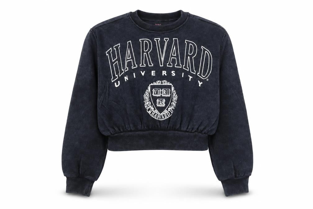 Marks and Spencer Girls Black Harvard Logo Pullover Sweatshirt 9-10 Years