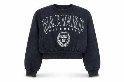 Marks and Spencer Girls Black Harvard Logo Pullover Sweatshirt 9-10 Years