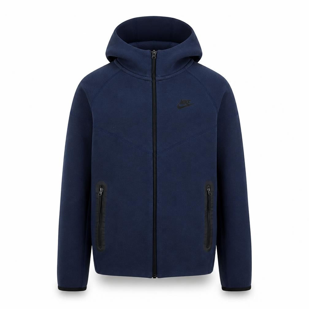 Front view of Nike boys’ blue full zip hoodie large 13-14 years cotton blend sportswear