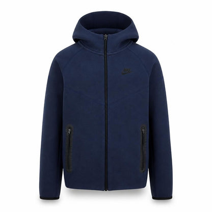 Front view of Nike boys’ blue full zip hoodie large 13-14 years cotton blend sportswear
