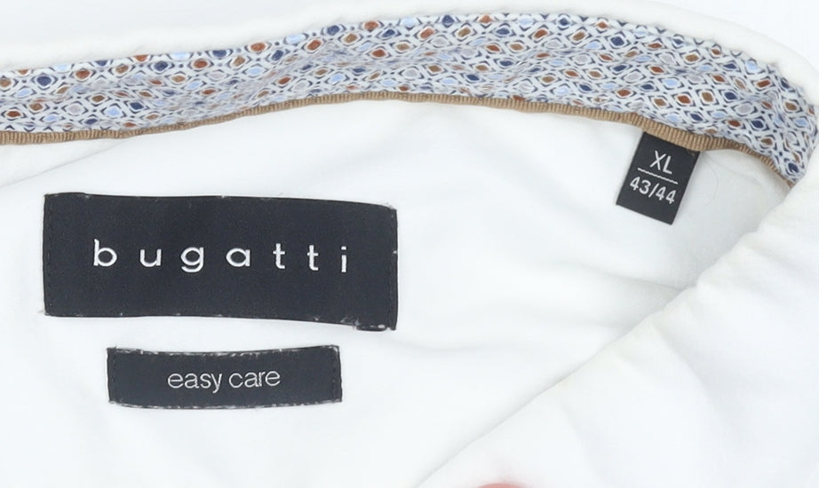 Bugatti Men's White Cotton Button-Down Long Sleeve Shirt XL