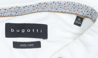 Bugatti Men's White Cotton Button-Down Long Sleeve Shirt XL