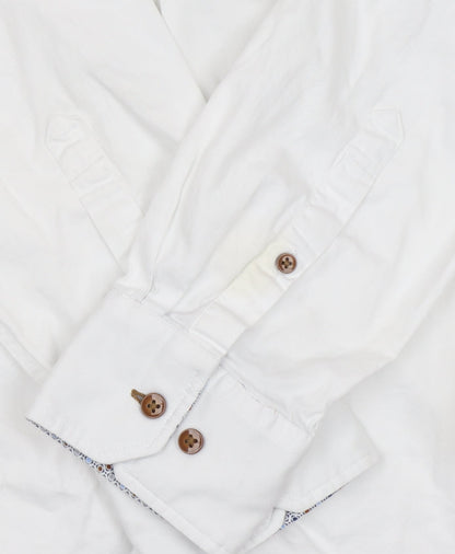 Bugatti Men's White Cotton Button-Down Long Sleeve Shirt XL