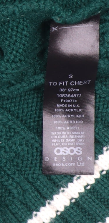Mens UK Size S ASOS DESIGN Green Pullover Jumper
