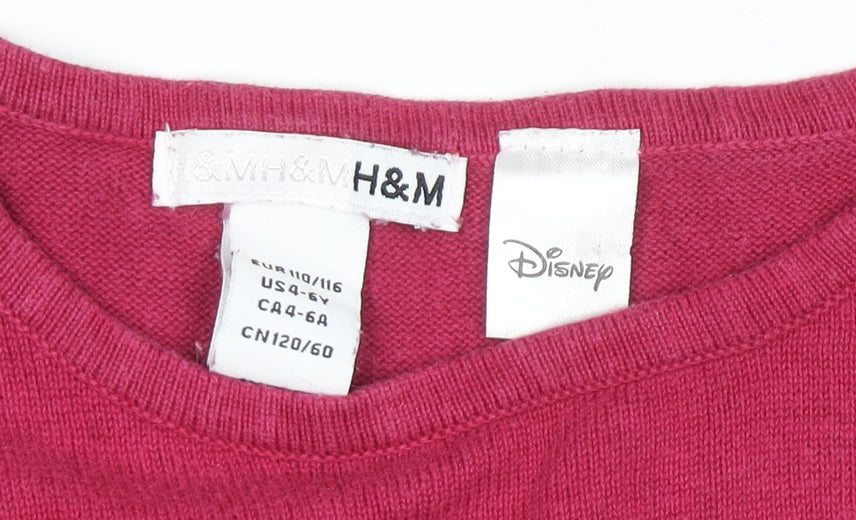 Girls UK Size 5-6 Years H&M Pink Basic T-Shirt