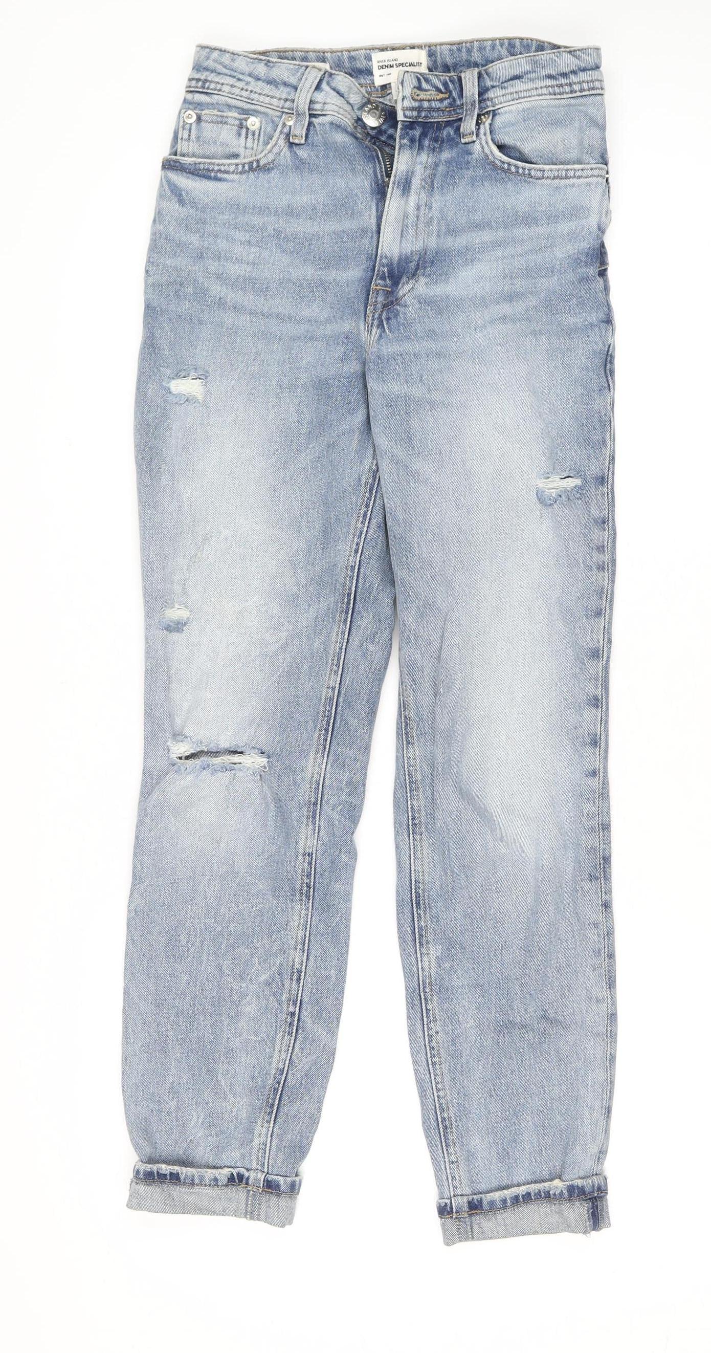 Womens UK Size 6 River Island Regular Fit Mom Blue Jeans