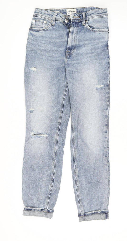 Womens UK Size 6 River Island Regular Fit Mom Blue Jeans