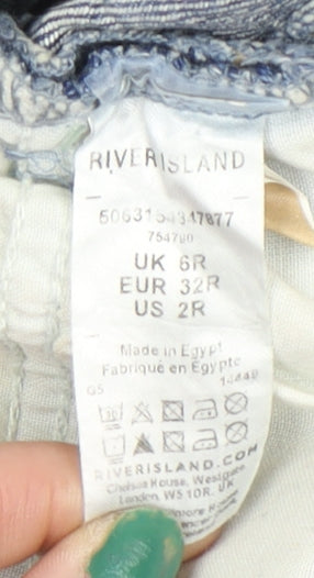 Womens UK Size 6 River Island Regular Fit Mom Blue Jeans