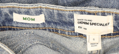 Womens UK Size 6 River Island Regular Fit Mom Blue Jeans