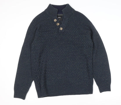 Mens UK Size M Burton Menswear London Blue Henley Jumper