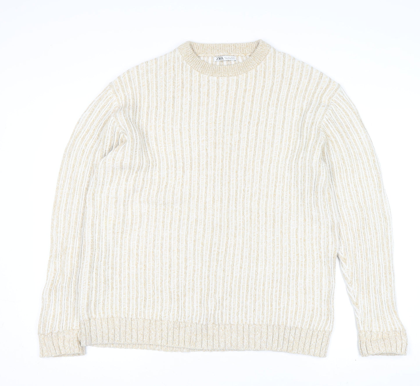 Womens UK Size L Zara Beige Pullover Jumper
