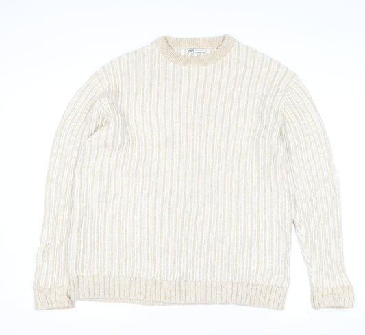 Womens UK Size L Zara Beige Pullover Jumper