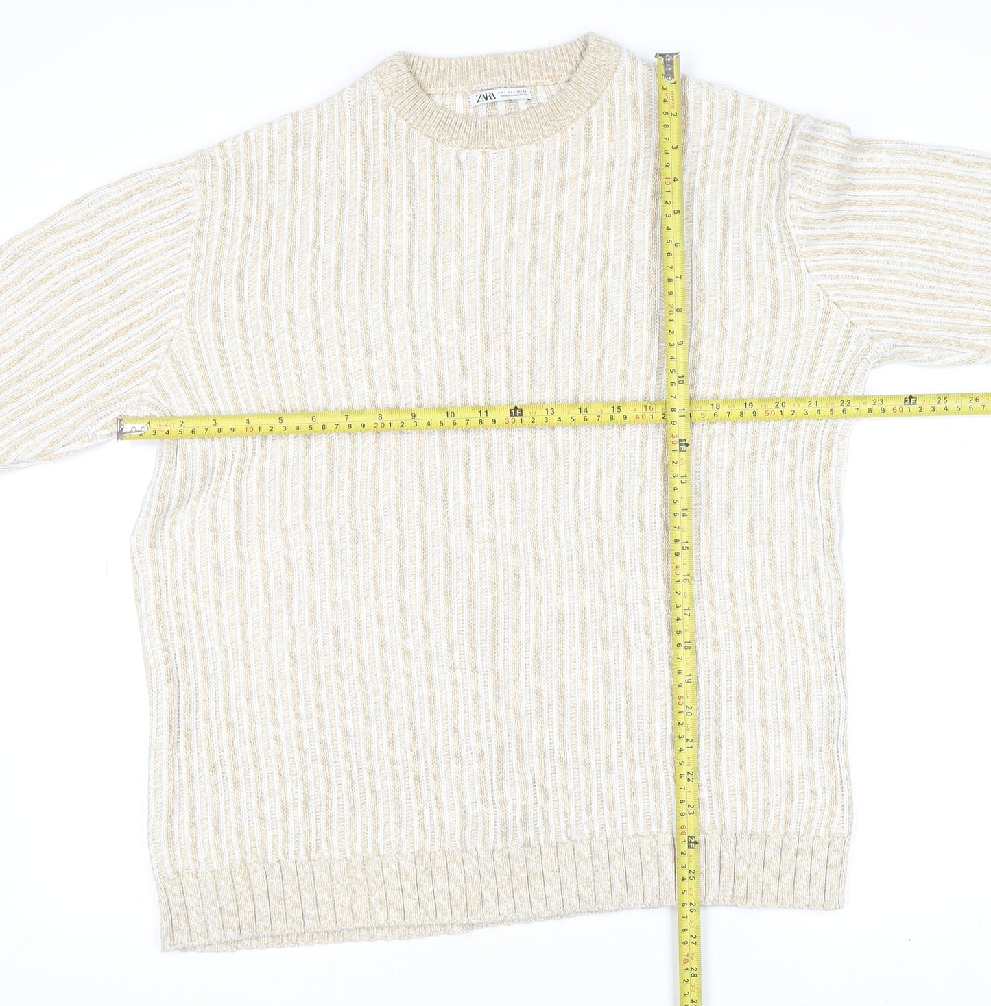 Womens UK Size L Zara Beige Pullover Jumper