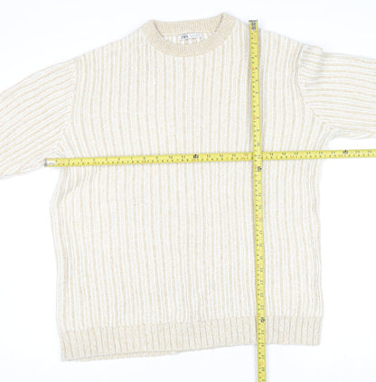 Womens UK Size L Zara Beige Pullover Jumper