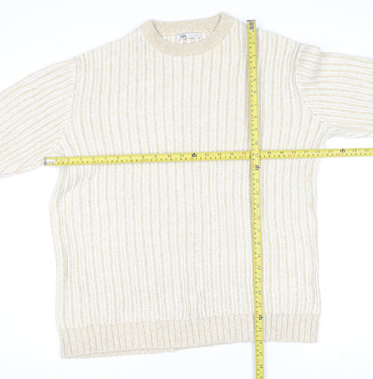 Womens UK Size L Zara Beige Pullover Jumper