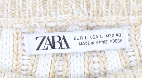 Womens UK Size L Zara Beige Pullover Jumper