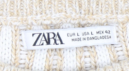 Womens UK Size L Zara Beige Pullover Jumper