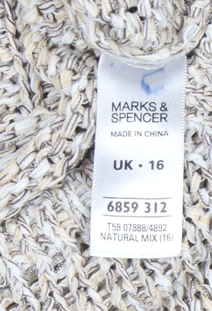 Womens UK Size 16 Marks and Spencer Beige Cardigan Jumper