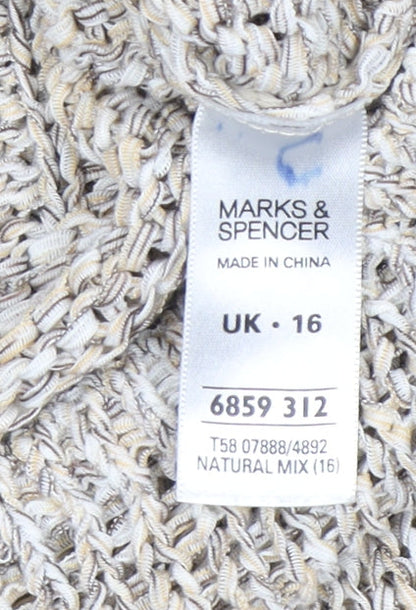 Womens UK Size 16 Marks and Spencer Beige Cardigan Jumper
