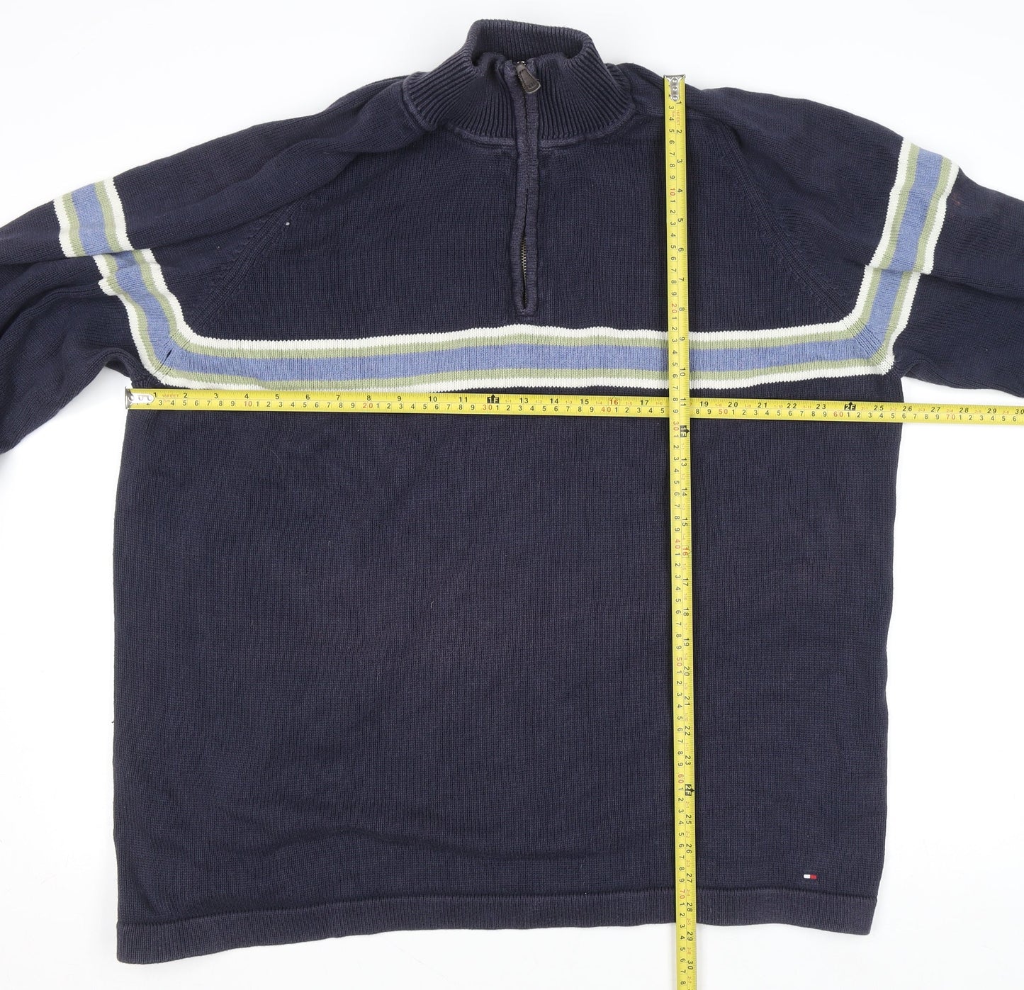 Mens UK Size 2XL Tommy Hilfiger Blue 1/2 Zip Jumper