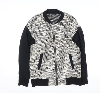 Womens UK Size XS Sparkle & Fade Black Full Zip Jumper