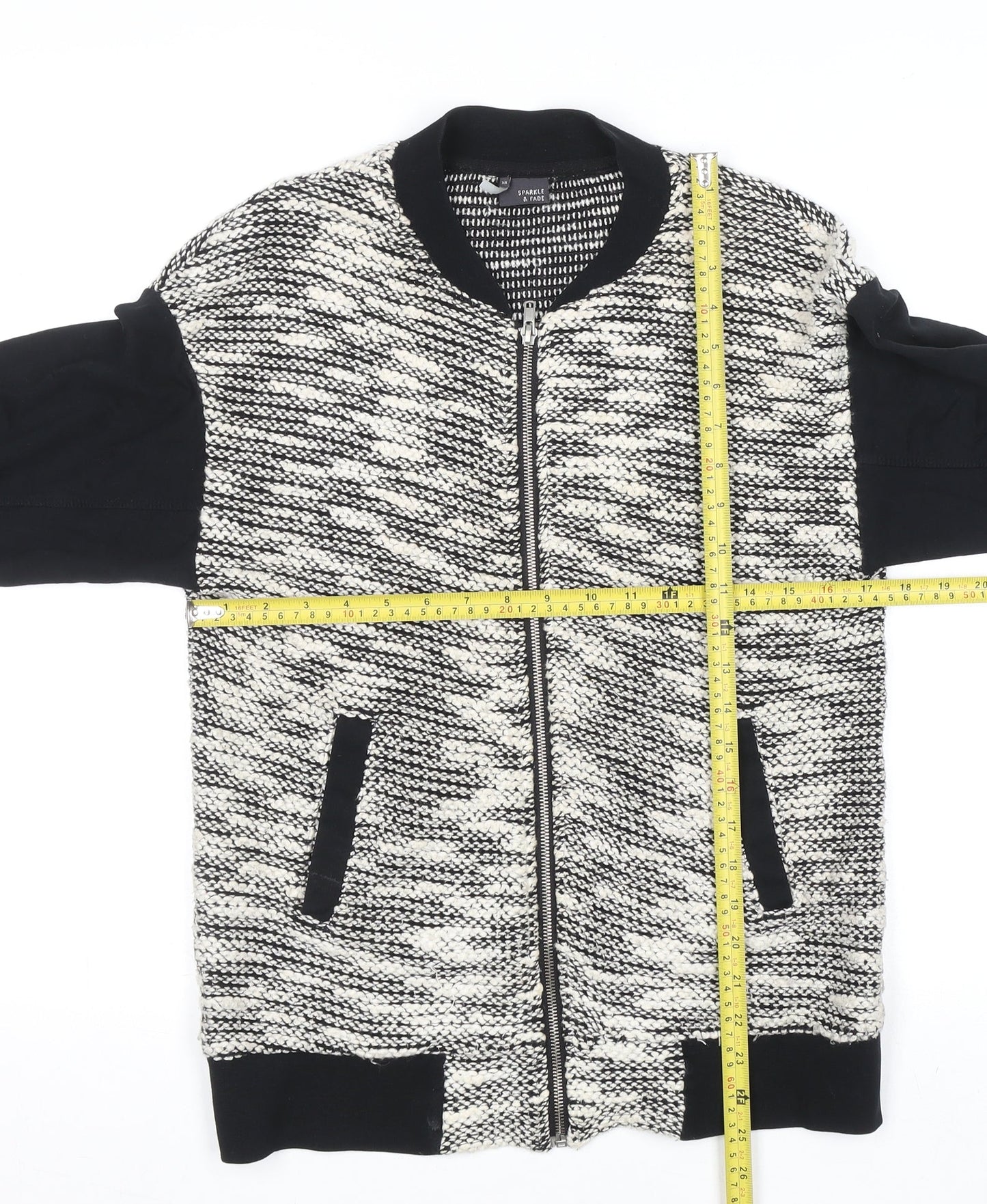 Womens UK Size XS Sparkle & Fade Black Full Zip Jumper