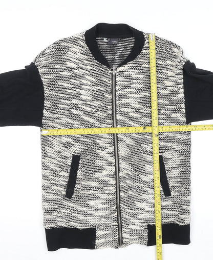 Womens UK Size XS Sparkle & Fade Black Full Zip Jumper