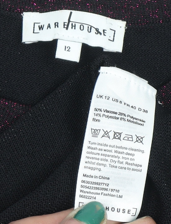 Womens UK Size 12 Warehouse Black Pullover Jumper