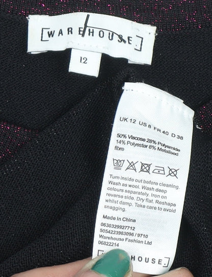 Womens UK Size 12 Warehouse Black Pullover Jumper