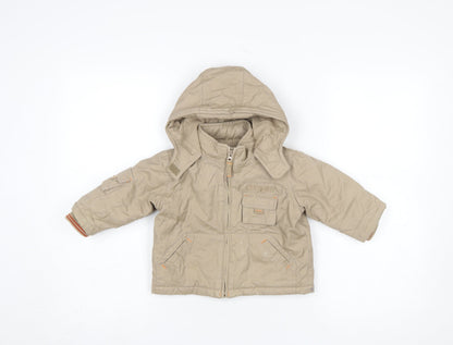 Mamas & Papas Beige Hooded Parka Jacket 6-9 Months Unisex Baby