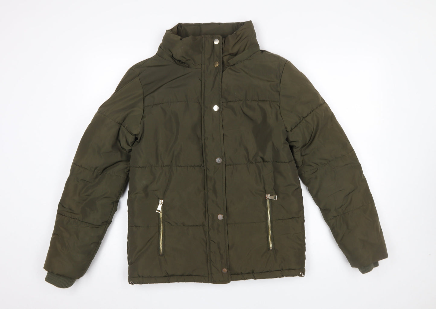 Womens UK Size 6 F&F Green Puffer Jacket