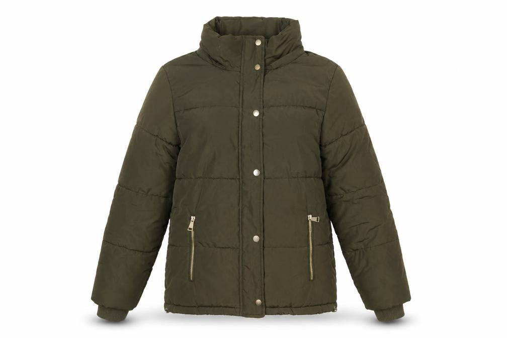Womens UK Size 6 F&F Green Puffer Jacket