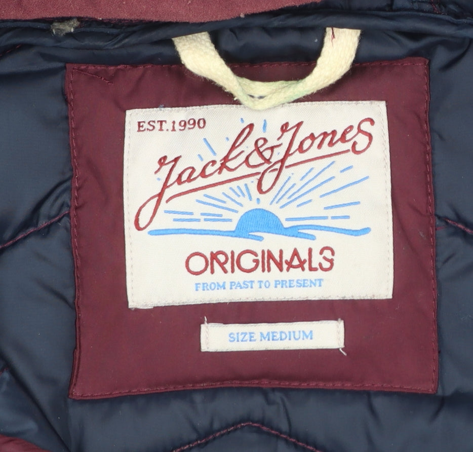 Mens UK Size M JACK & JONES Red Puffer Jacket
