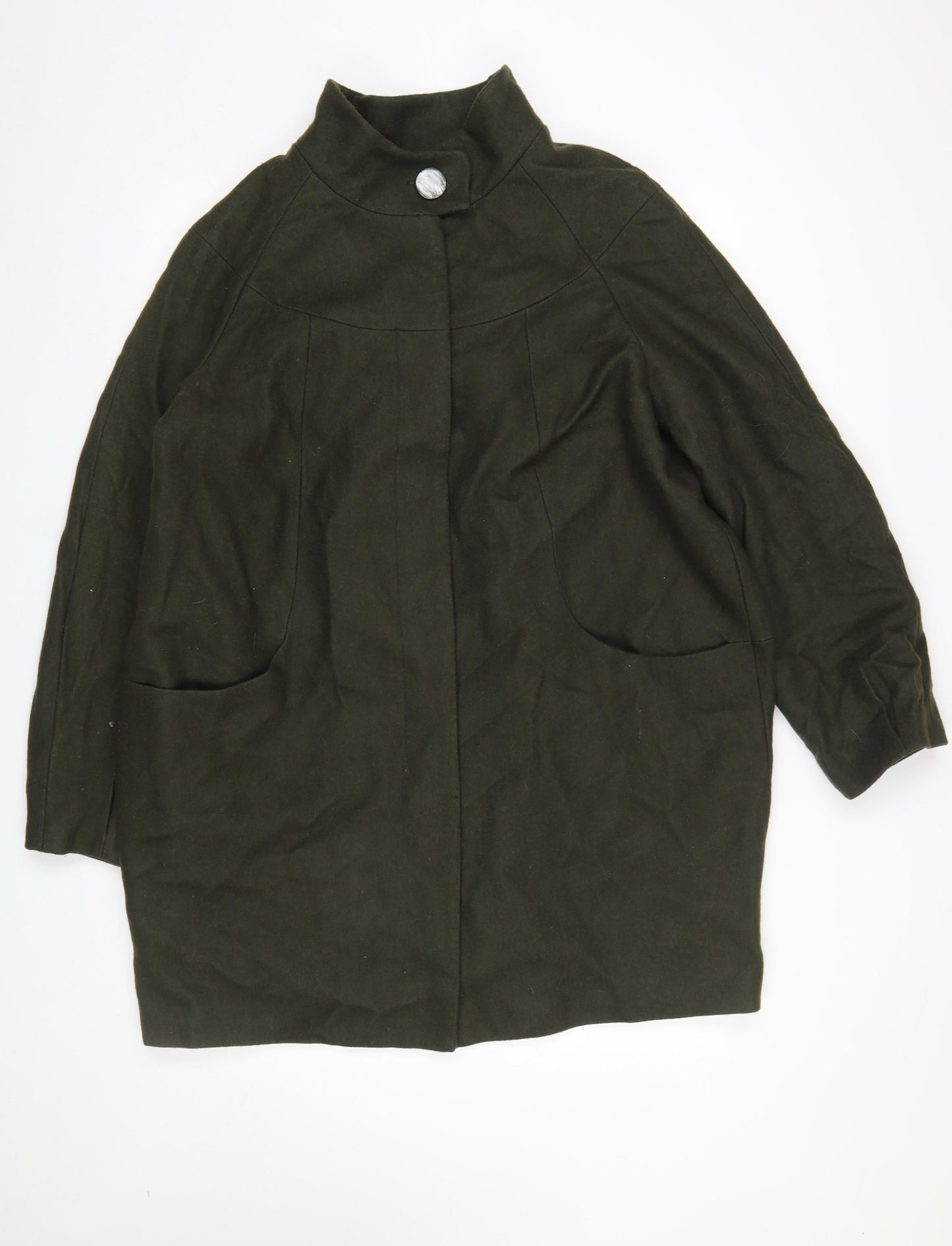 Womens UK Size 16 F&F Green Overcoat
