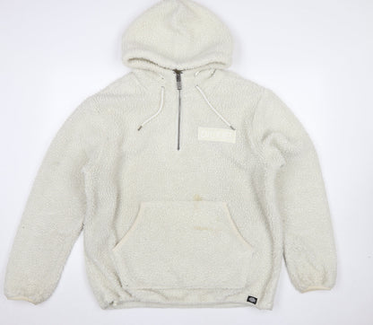 Mens UK Size XL Dickies Ivory 1/2 Zip Hoodie