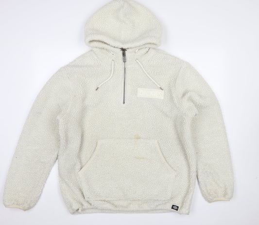 Mens UK Size XL Dickies Ivory 1/2 Zip Hoodie