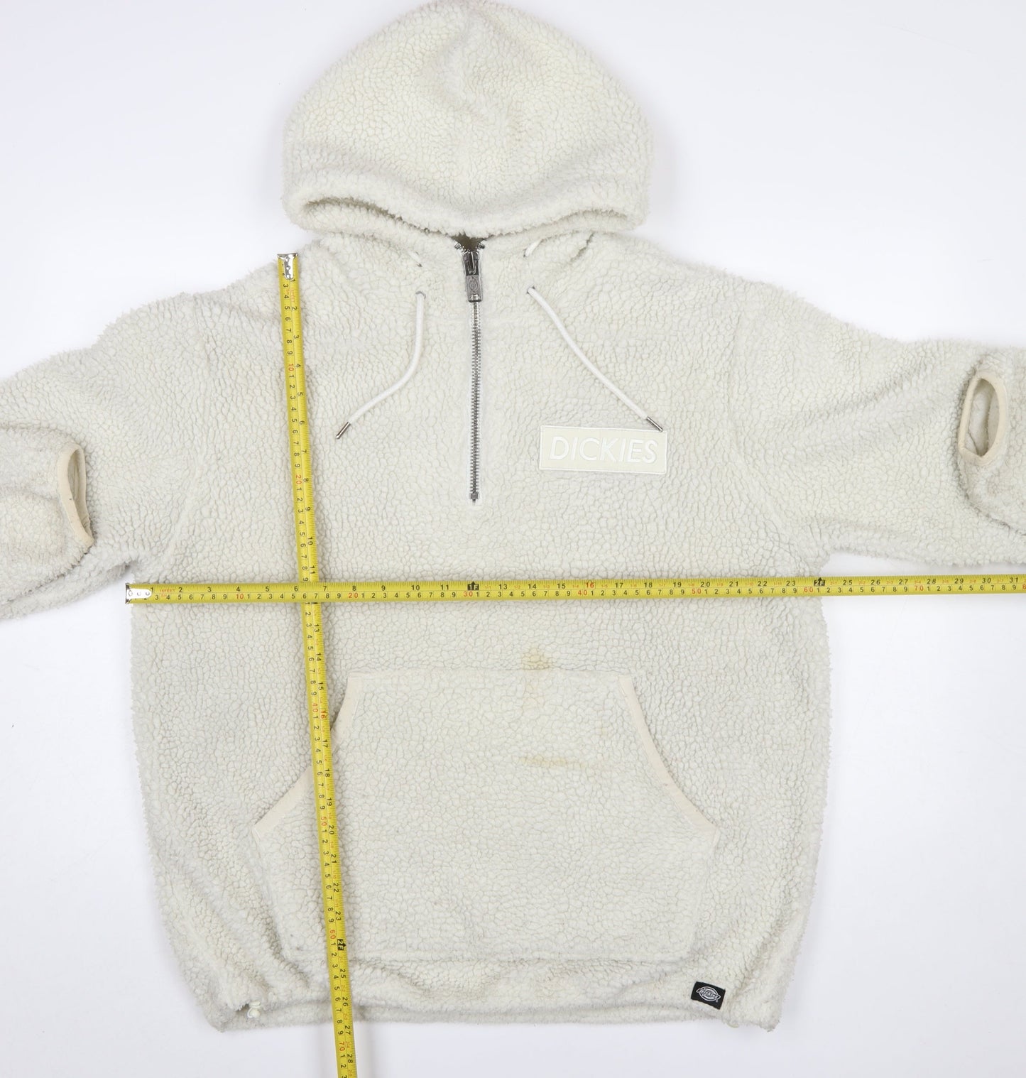 Mens UK Size XL Dickies Ivory 1/2 Zip Hoodie