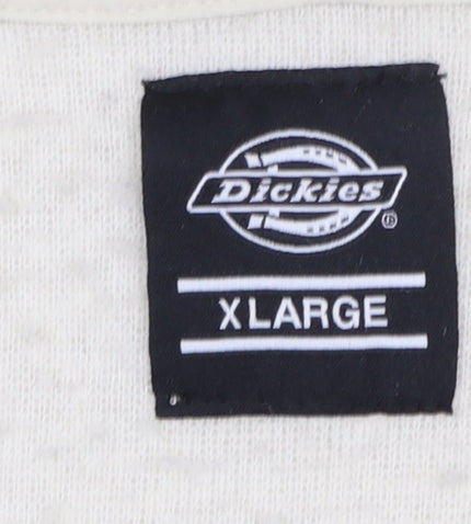 Mens UK Size XL Dickies Ivory 1/2 Zip Hoodie