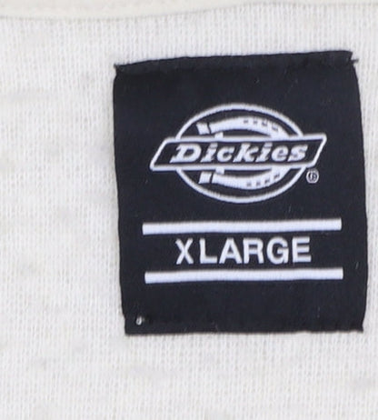 Mens UK Size XL Dickies Ivory 1/2 Zip Hoodie
