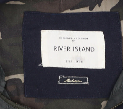 Mens UK Size M River Island Green Anorak Coat