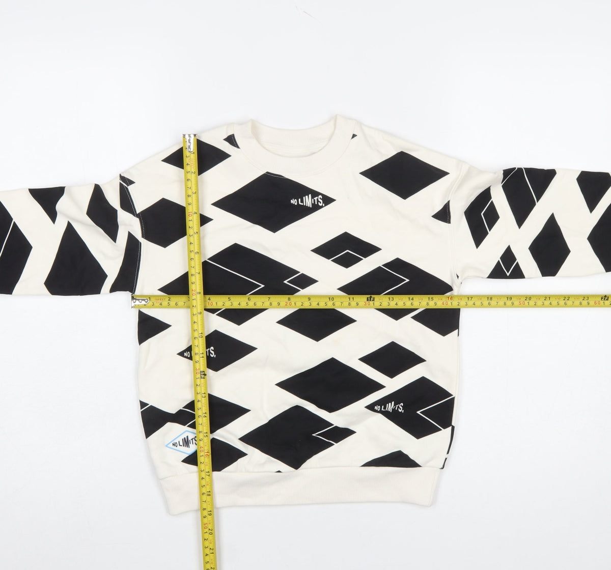 Marks and Spencer Boys Black Geometric 'No Limits' Pullover Sweatshirt 6-7 Years