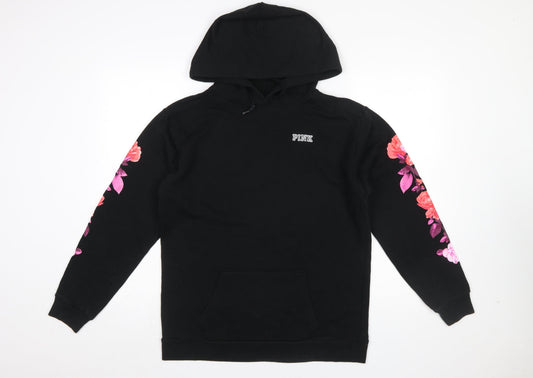 Womens UK Size S Victoria's Secret PINK Black Pullover Hoodie