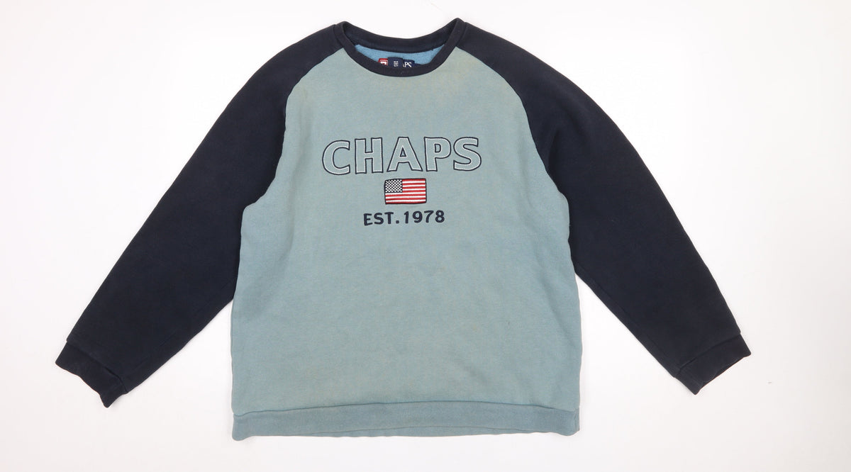 Mens UK Size L Chaps Blue Pullover Sweatshirt