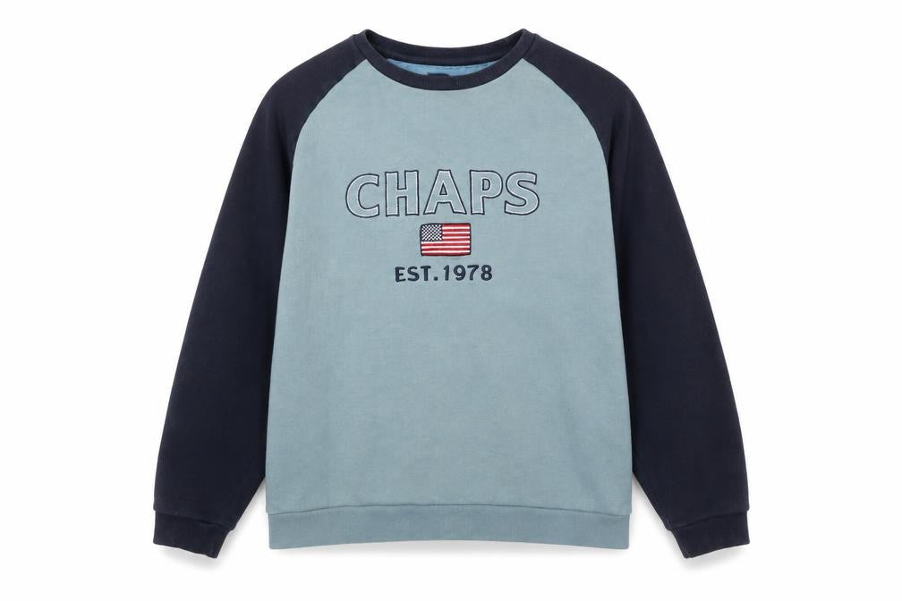 Mens UK Size L Chaps Blue Pullover Sweatshirt