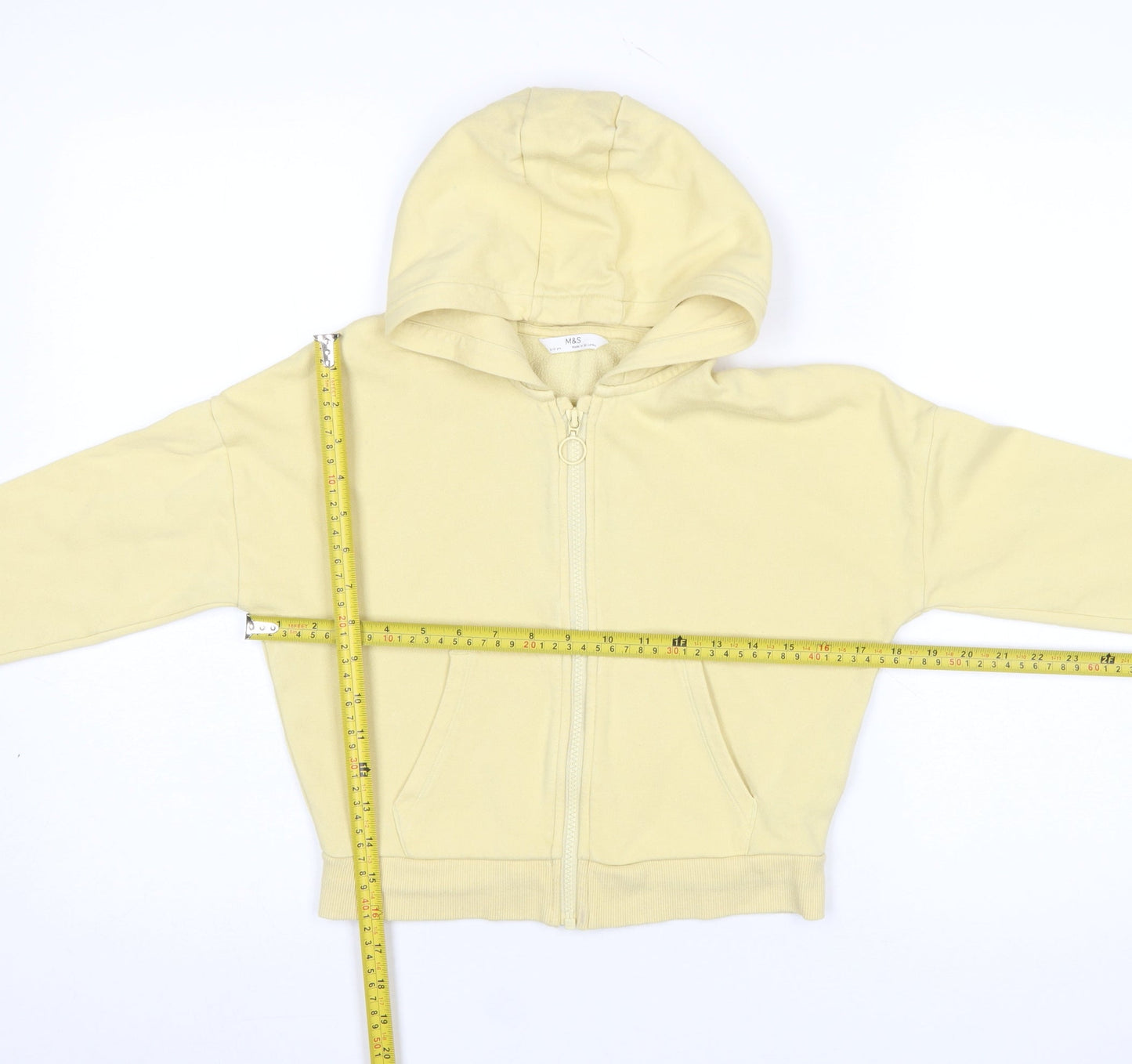 Girls UK Size 9-10 Years Marks and Spencer Yellow Full Zip Hoodie