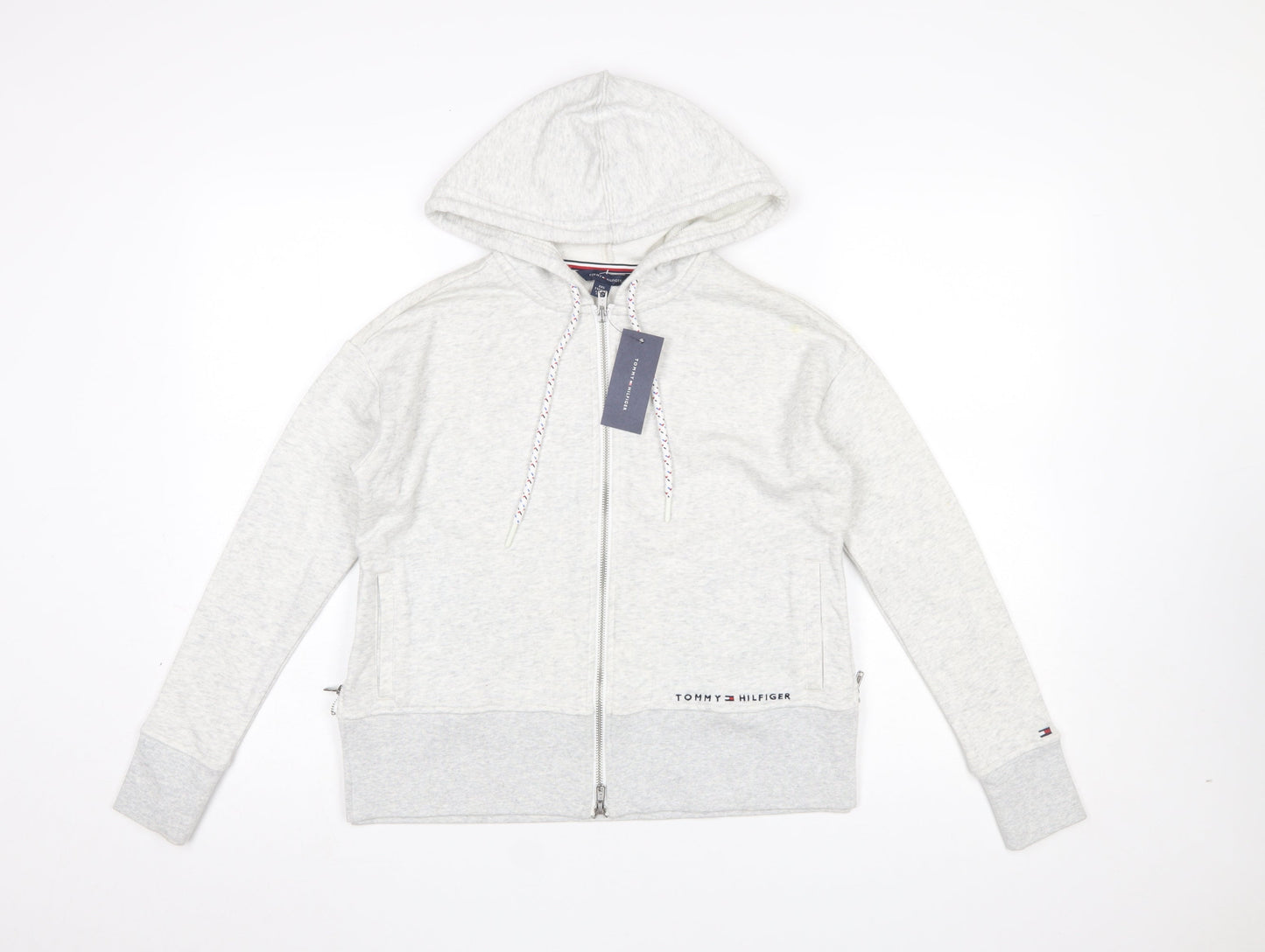 Womens UK Size 2XS Tommy Hilfiger Grey Full Zip Hoodie